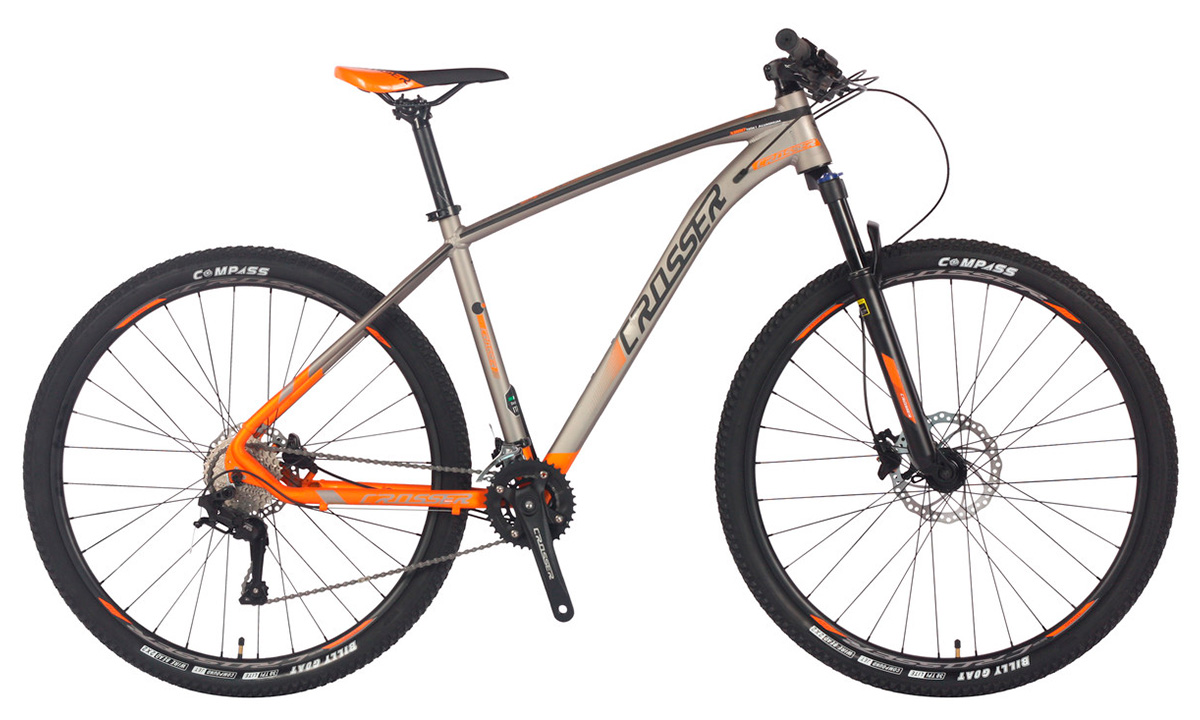 Фотографія Велосипед Crosser Profi X880 27,5" 2021, розмір М, Сіро-жовтогарячий